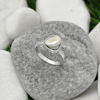 Natural Fresh Water Biwa Pearl Ring size-7 R-1191 SDR161872