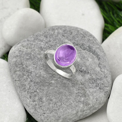 Natural Amethyst Cab - Brazil Ring size-7 R-1191 SDR161943