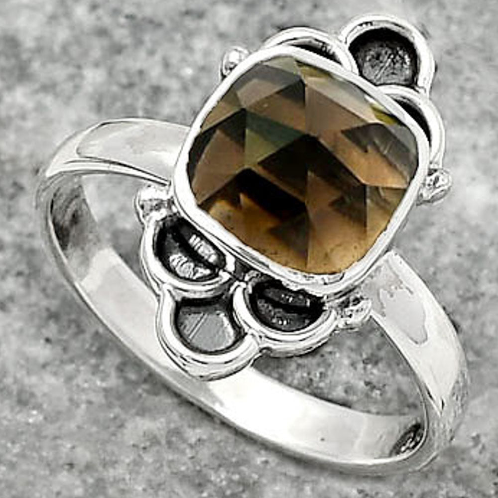 Faceted Smoky Quartz - Brazil Ring size-8.5 R-1104 SDR162091