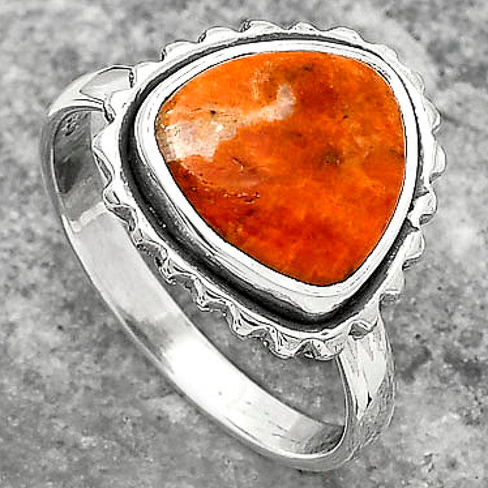Natural Red Sponge Coral Ring size-8.5 R-1192 SDR162169