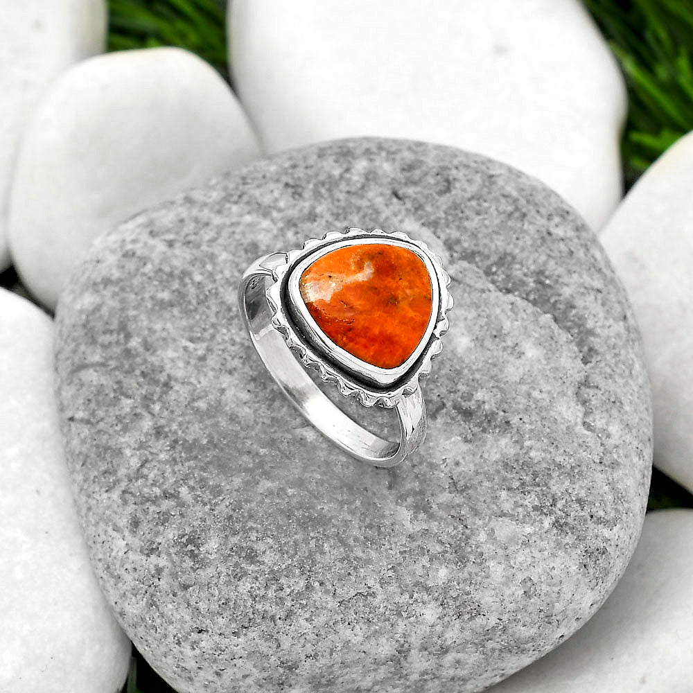 Natural Red Sponge Coral Ring size-8.5 R-1192 SDR162169