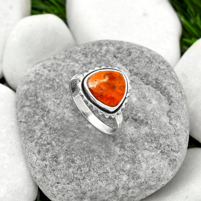 Natural Red Sponge Coral Ring size-8.5 R-1192 SDR162169