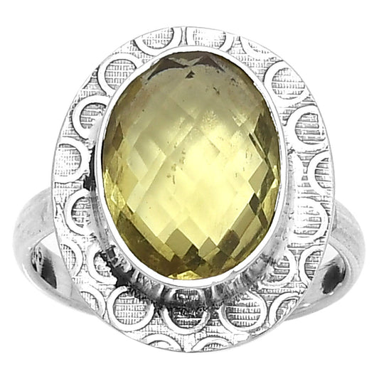 Faceted Natural Lemon Quartz Ring size-8 R-1090 SDR162211