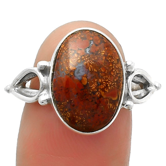 Natural Red Moss Agate Ring size-8 R-1224 SDR162218