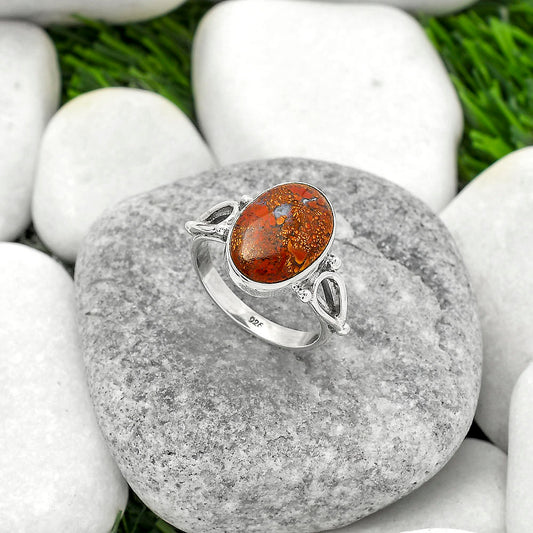 Natural Red Moss Agate Ring size-8 R-1224 SDR162218