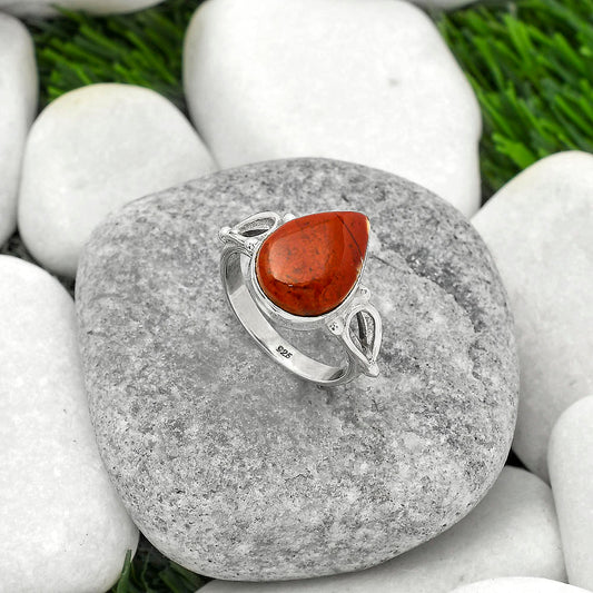 Natural Red Moss Agate Ring size-8 R-1224 SDR162240