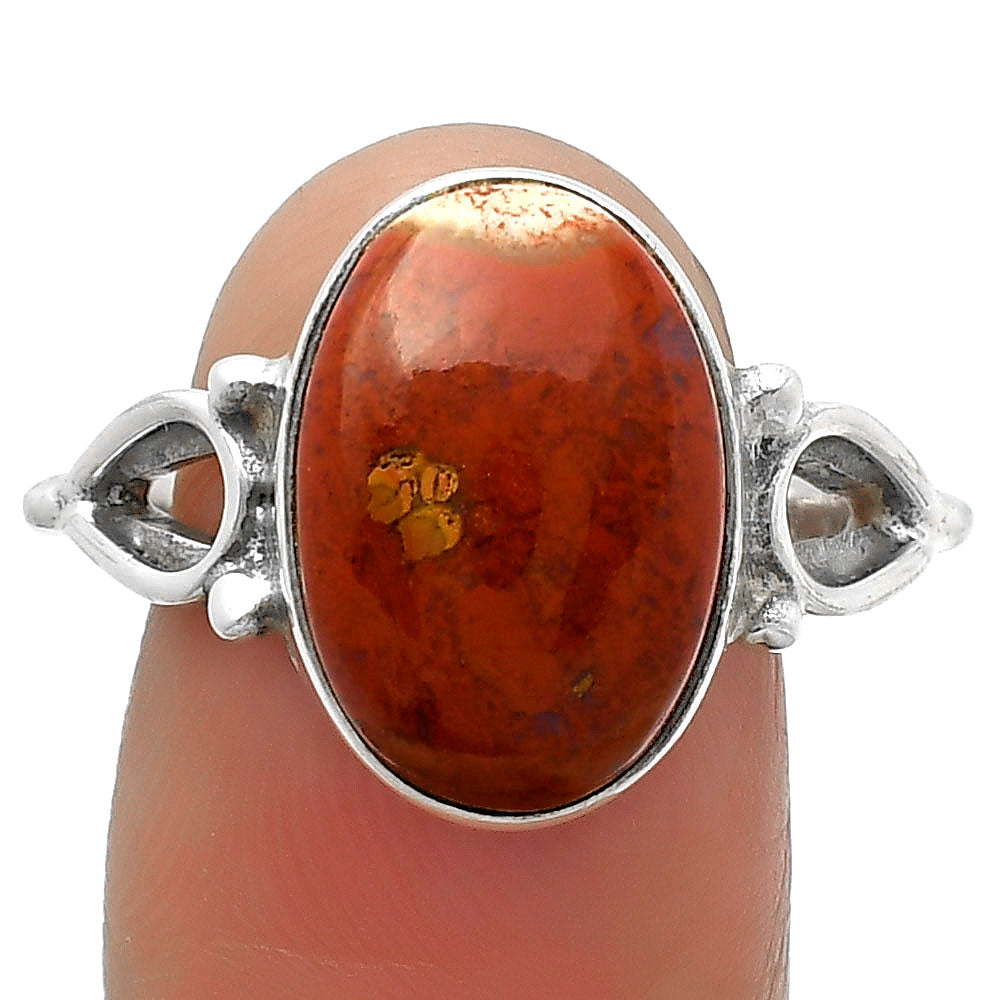 Natural Red Moss Agate Ring size-7.5 R-1224 SDR162245
