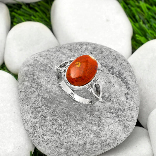 Natural Red Moss Agate Ring size-7.5 R-1224 SDR162245