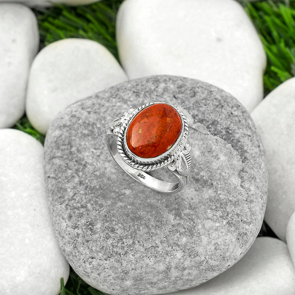 Natural Red Moss Agate Ring size-8.5 R-1403 SDR162277