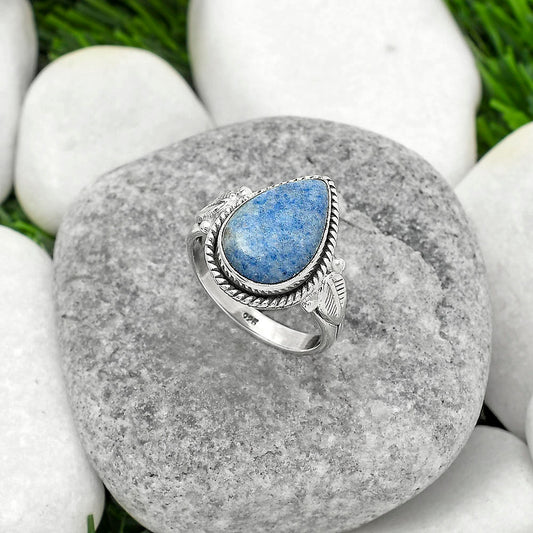 Natural Dumortierite Quartz Ring size-8 R-1403 SDR162284