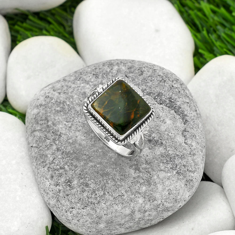 Natural Turkish Rainforest Chrysocolla Ring size-9 R-1403 SDR162292