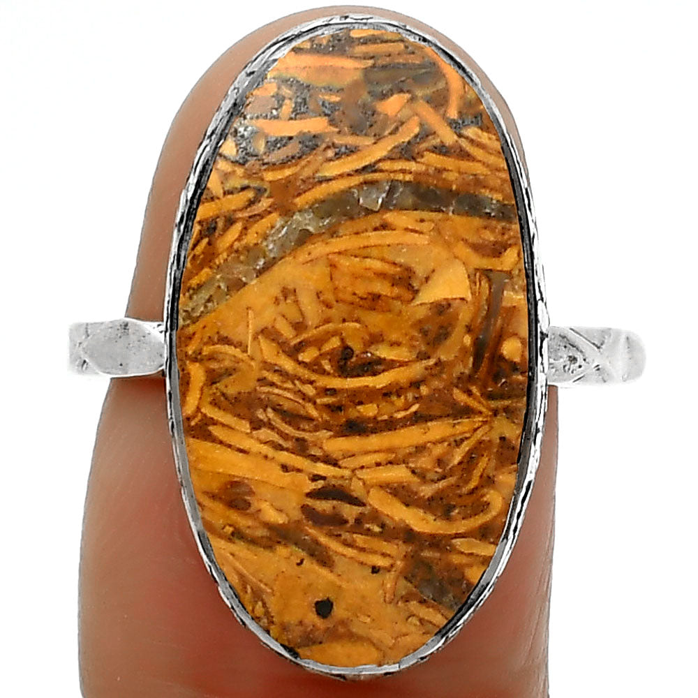 Natural Coquina Fossil Jasper India Ring size-8 R-1191 SDR162431