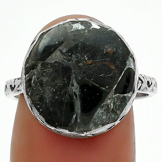 Natural Obsidian And Zinc Ring size-8.5 R-1191 SDR162488