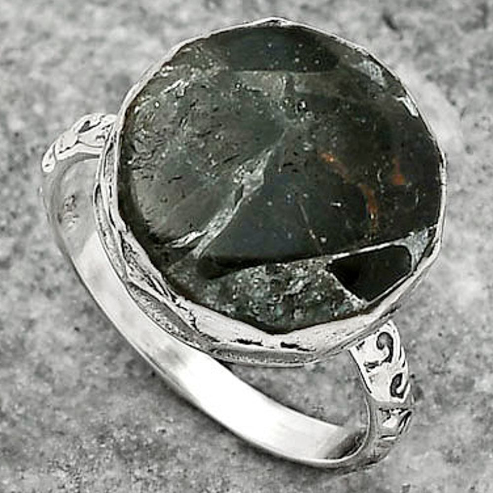 Natural Obsidian And Zinc Ring size-8.5 R-1191 SDR162488