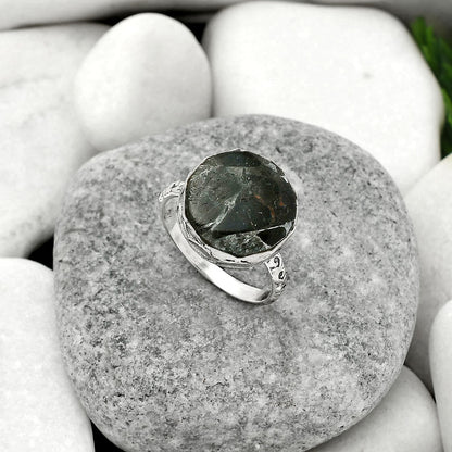 Natural Obsidian And Zinc Ring size-8.5 R-1191 SDR162488