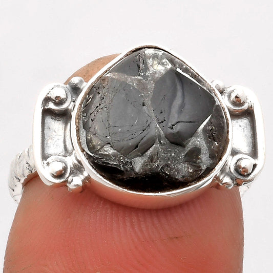 Natural Obsidian And Zinc Ring size-7 R-1121 SDR162829