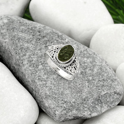 Natural Tektite Rough - Greek Ring size-8 R-1396 SDR163227