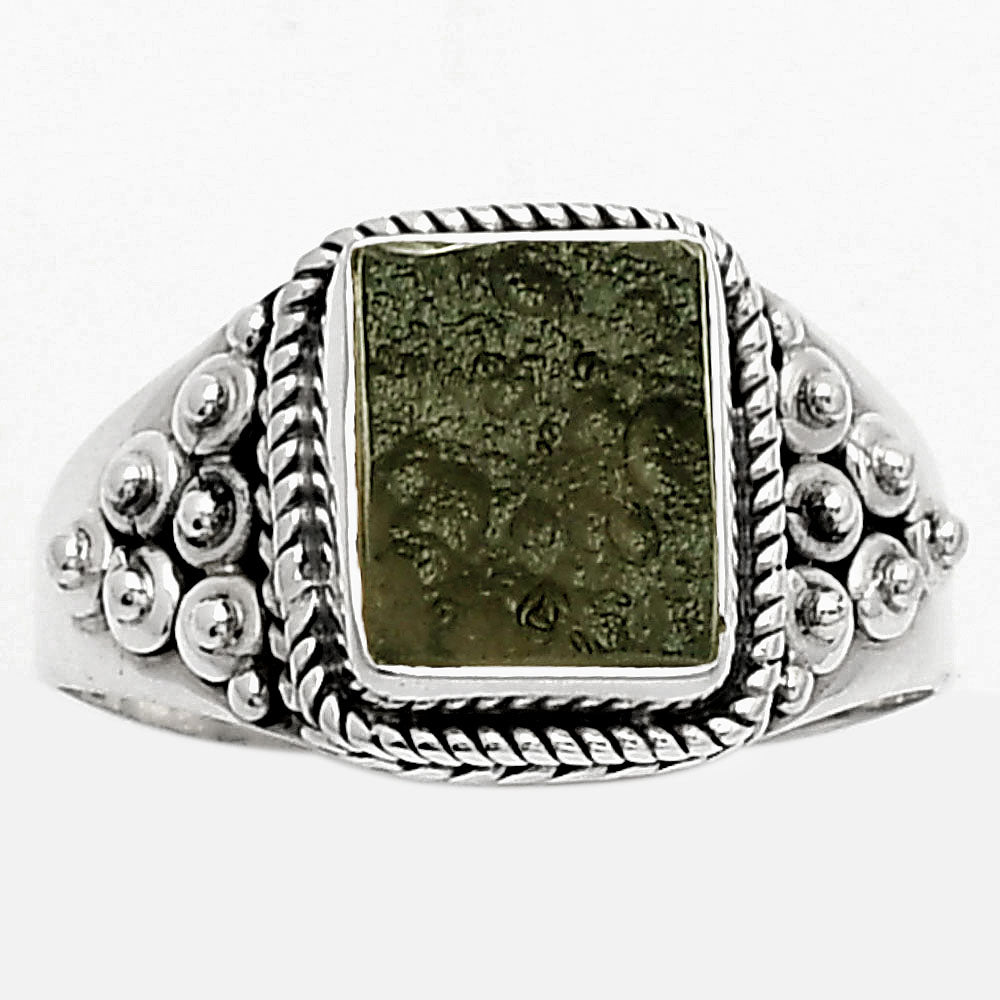Natural Tektite Rough - Greek Ring size-8.5 R-1396 SDR163243