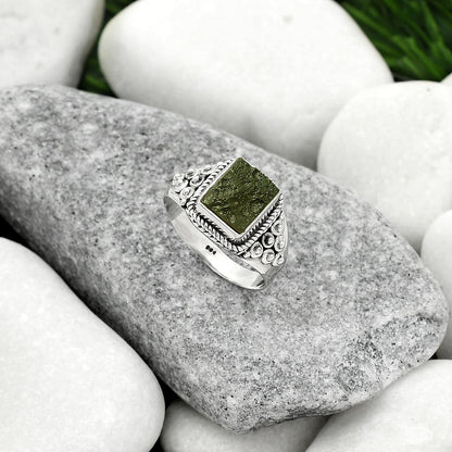 Natural Tektite Rough - Greek Ring size-8.5 R-1396 SDR163243