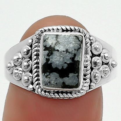 Natural Snow Flake Obsidian Ring size-8.5 R-1396 SDR163247