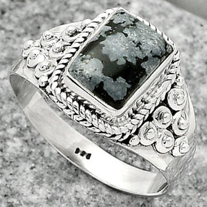 Natural Snow Flake Obsidian Ring size-8.5 R-1396 SDR163247