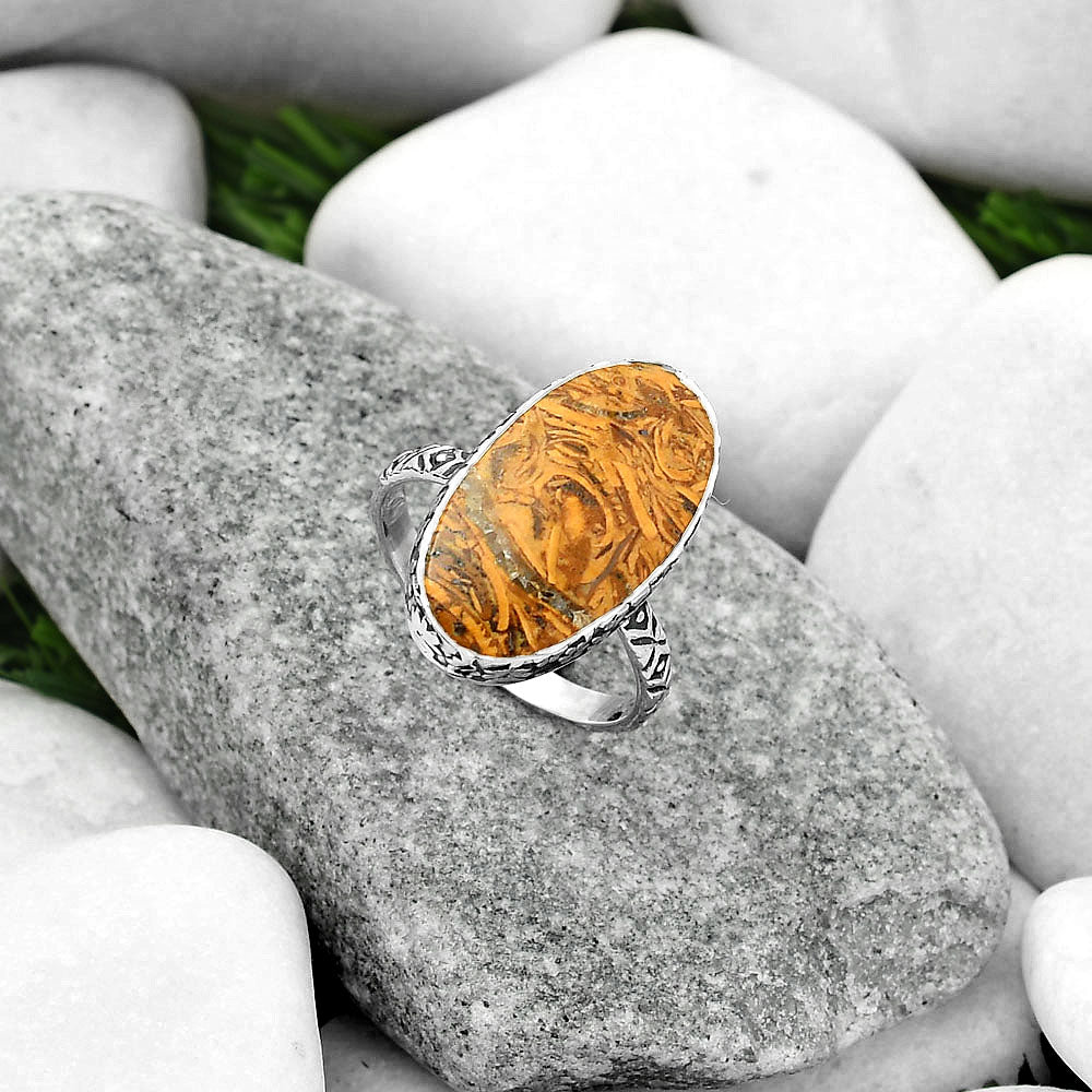 Natural Coquina Fossil Jasper India Ring size-9 R-1191 SDR163559