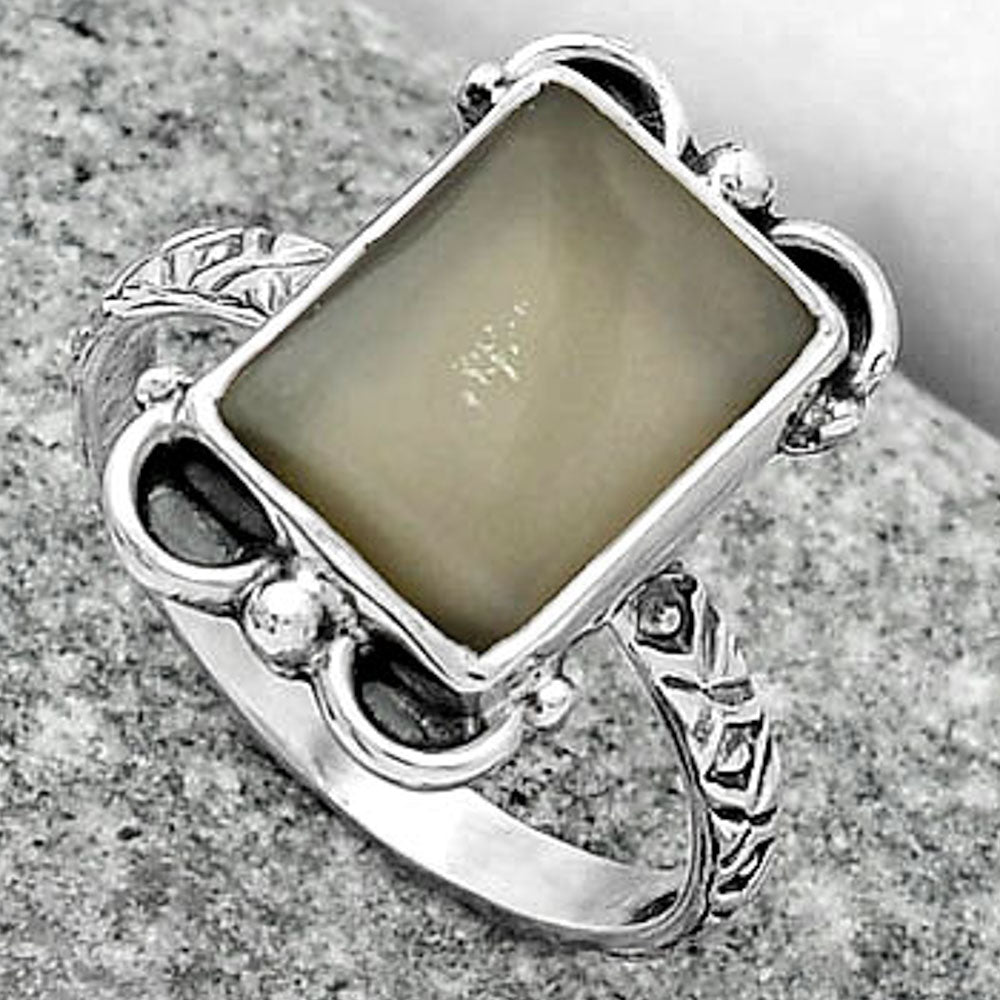 Natural Gray Moonstone Ring size-8.5 R-1103 SDR163613