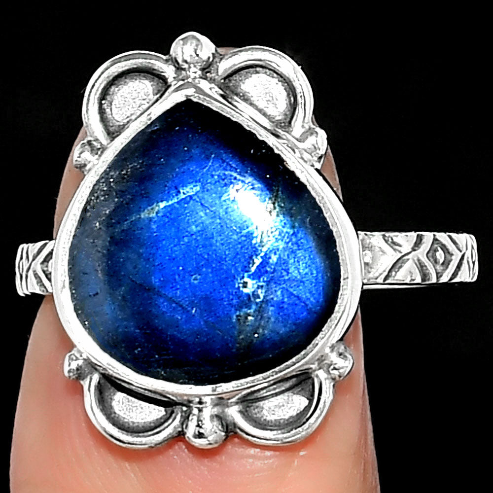 Blue Fire Labradorite - Madagascar Ring size-8 R-1103 SDR163644