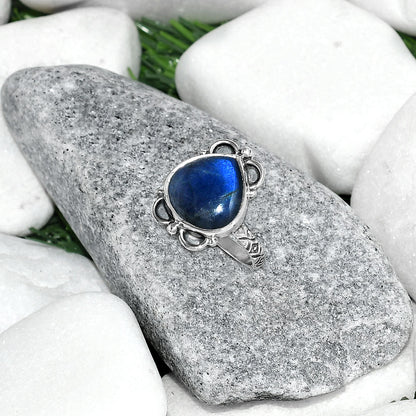 Blue Fire Labradorite - Madagascar Ring size-8 R-1103 SDR163644