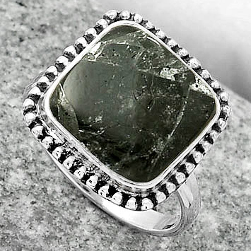 Natural Obsidian And Zinc Ring size-8 R-1071 SDR163695