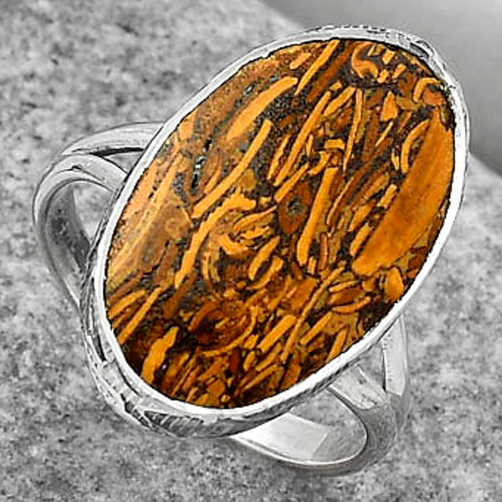 Natural Coquina Fossil Jasper India Ring size-8 R-1191 SDR163993