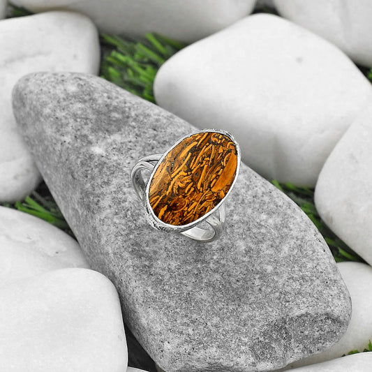 Natural Coquina Fossil Jasper India Ring size-8 R-1191 SDR163993