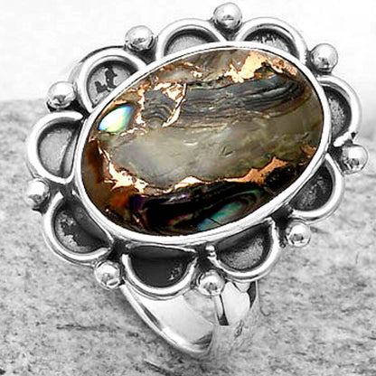 Natural Copper Abalone Shell Ring size-7 R-1092 SDR164015