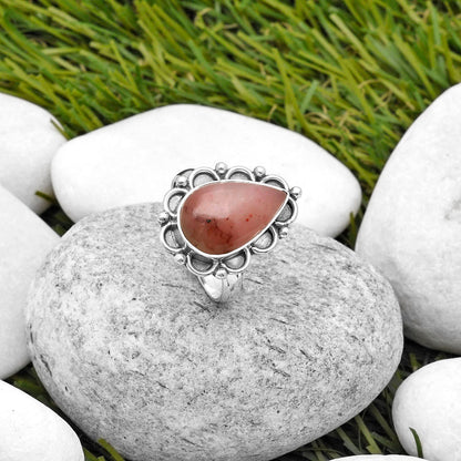 Natural Guava Quartz - Brazil Ring size-7 R-1092 SDR164028