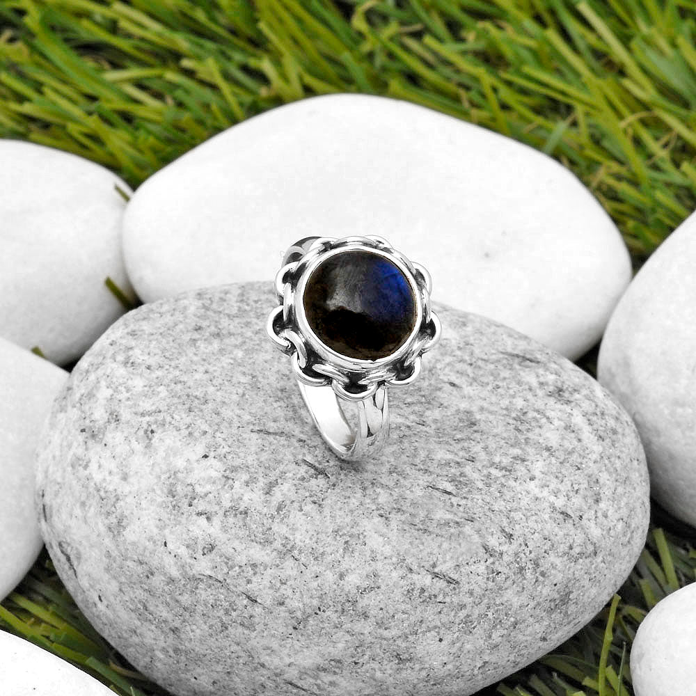 Blue Fire Labradorite - Madagascar Ring size-7 R-1093 SDR164056