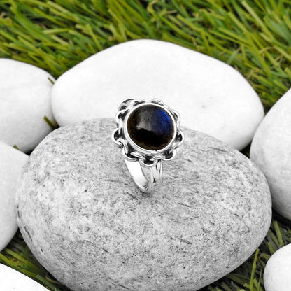 Blue Fire Labradorite - Madagascar Ring size-7 R-1093 SDR164056