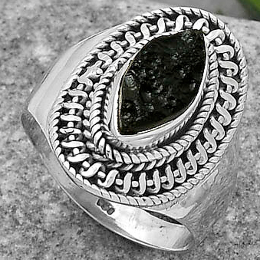 Natural Tektite Rough - Greek Ring size-8 R-1279 SDR164530