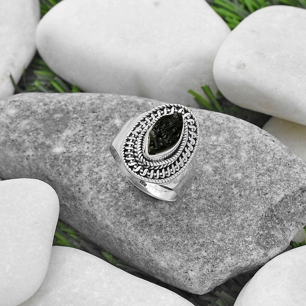 Natural Tektite Rough - Greek Ring size-8 R-1279 SDR164530