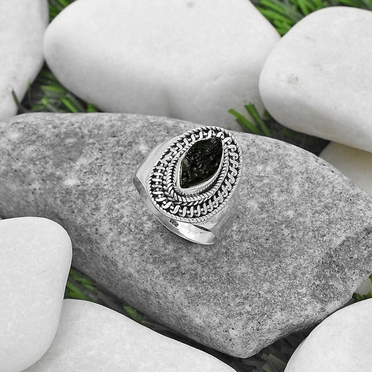 Natural Tektite Rough - Greek Ring size-8 R-1279 SDR164530