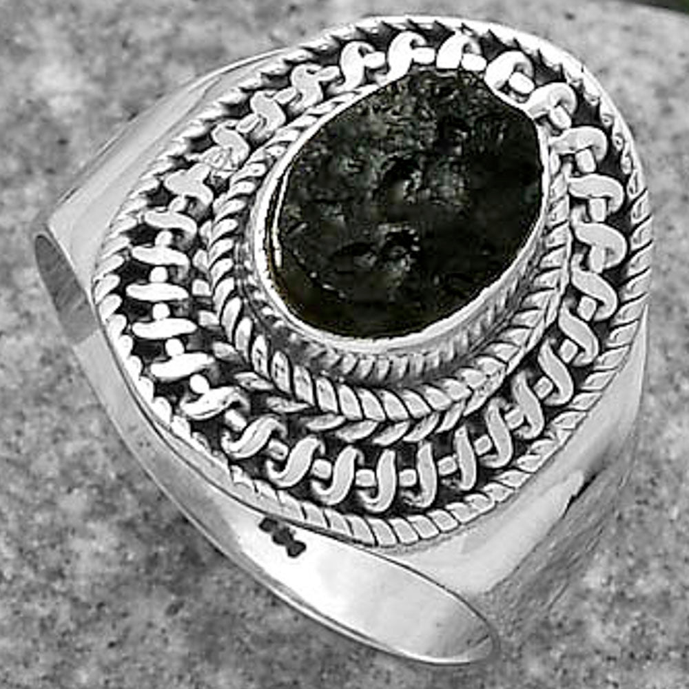 Natural Tektite Rough - Greek Ring size-8 R-1279 SDR164541