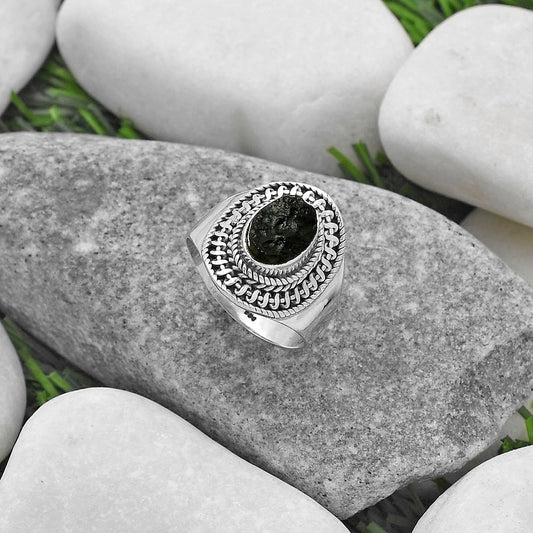 Natural Tektite Rough - Greek Ring size-8 R-1279 SDR164541