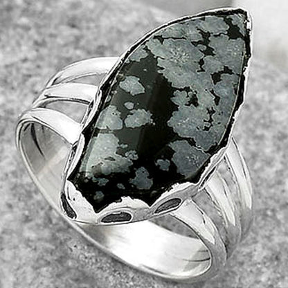 Natural Snow Flake Obsidian Ring size-8 R-1428 SDR165096