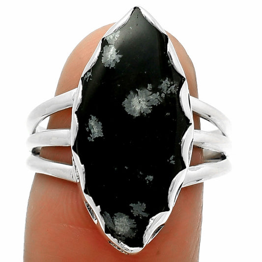 Natural Snow Flake Obsidian Ring size-8 R-1428 SDR165100