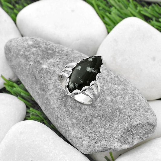 Natural Snow Flake Obsidian Ring size-8 R-1428 SDR165100