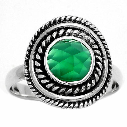 Faceted Natural Green Onyx Ring size-8 R-1097 SDR166191