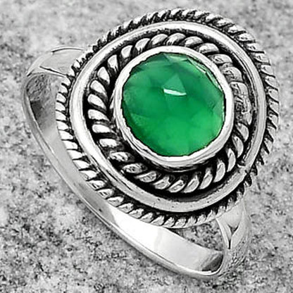 Faceted Natural Green Onyx Ring size-8 R-1097 SDR166191