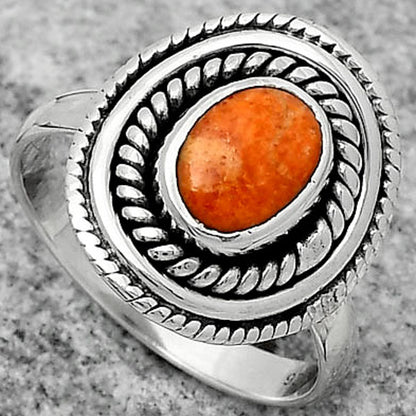 Natural Red Sponge Coral Ring size-7 R-1097 SDR166206