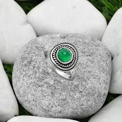 Faceted Natural Green Onyx Ring size-8.5 R-1097 SDR166222