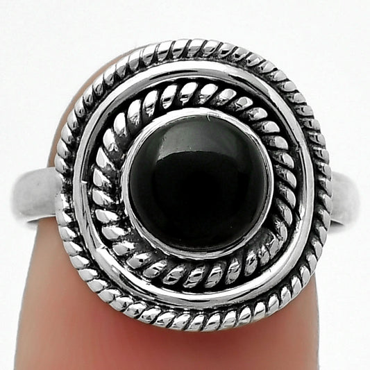 Natural Black Onyx - Brazil Ring size-7.5 R-1097 SDR166223