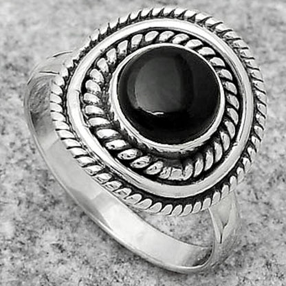 Natural Black Onyx - Brazil Ring size-7.5 R-1097 SDR166223